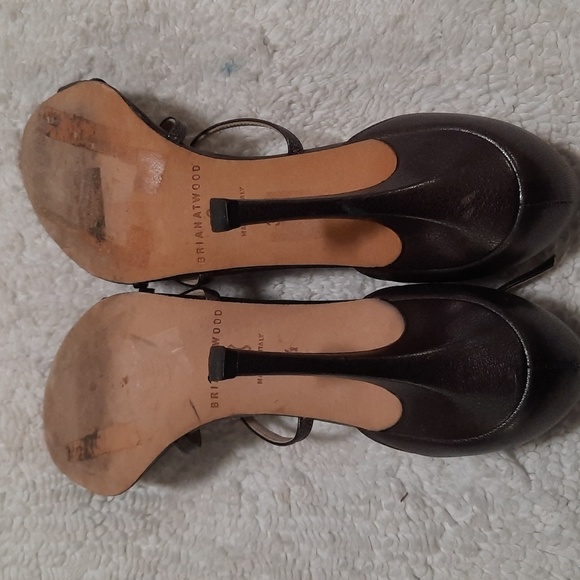 Brian Atwood Metallic Gray Strappy Heels - Picture 6 of 11